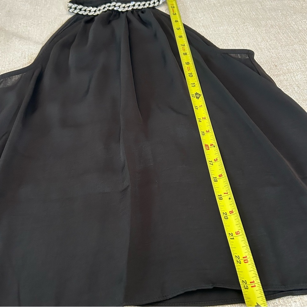 ELLA Rafaella Rhinestone Blouse Sleeveless Mock Neck Black Dressy Formal Top - Picture 10 of 10